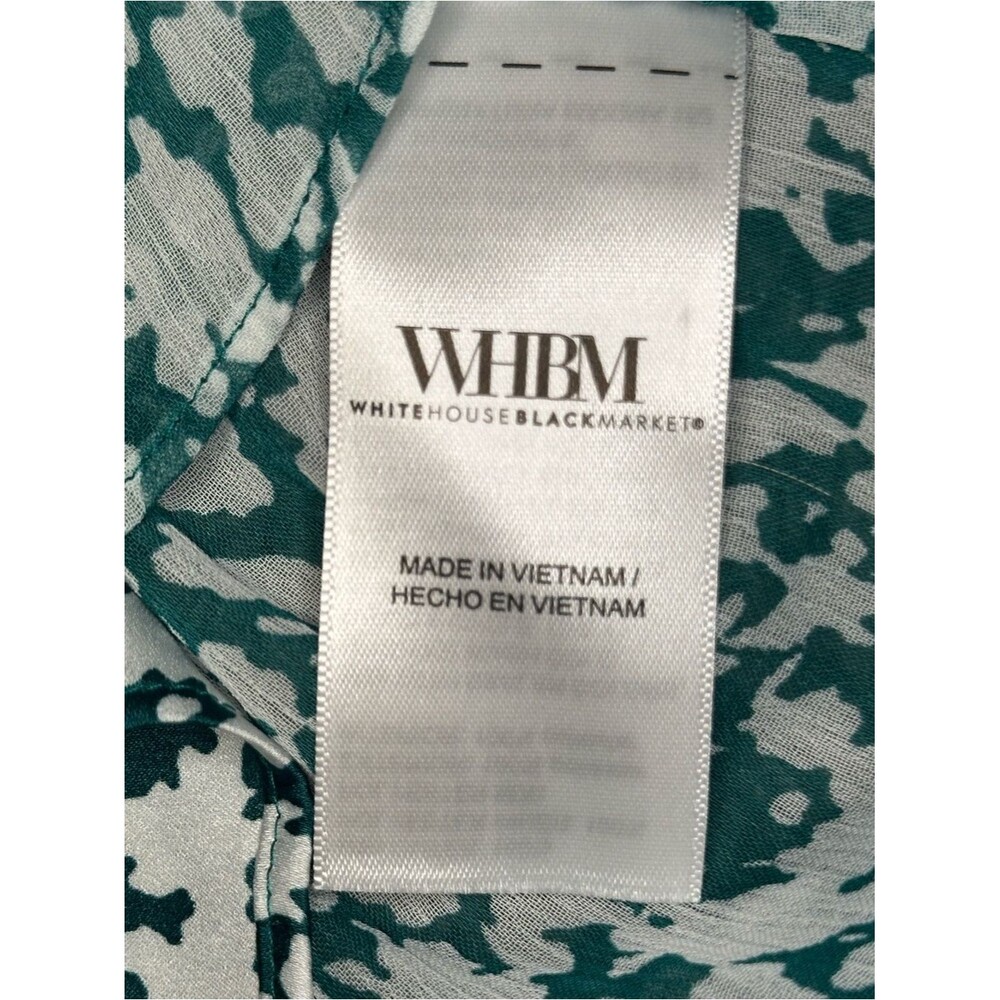 White House Black Market Ruffle Front Blouse SZ L V Neck Color Teal - Picture 14 of 14